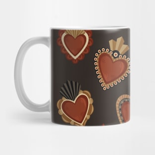 Vintage Mexican Sacred Hearts Pattern by Akbaly Mug